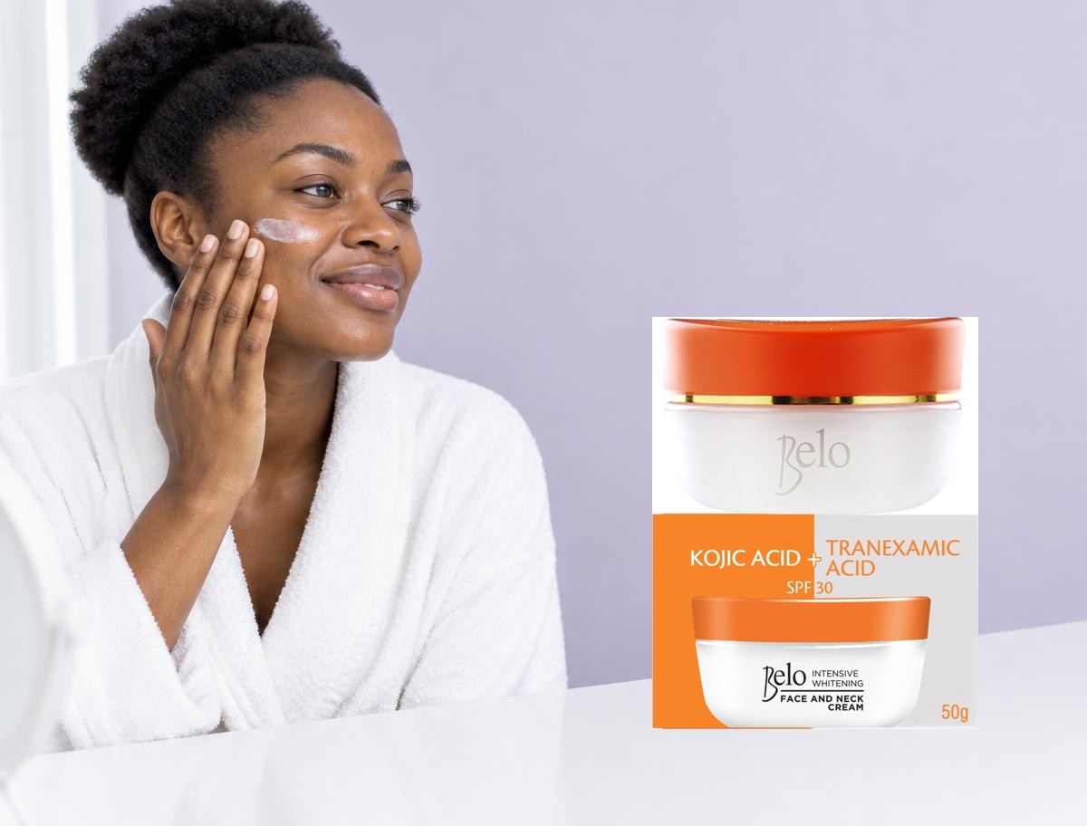 Mise en scène publicitaire de Belo — Face & Neck Cream SPF 30