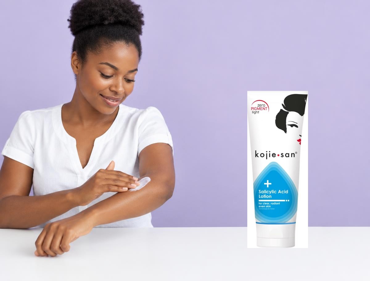 Mise en scène publicitaire de Kojie San — Lotion à l'Acide salicylique