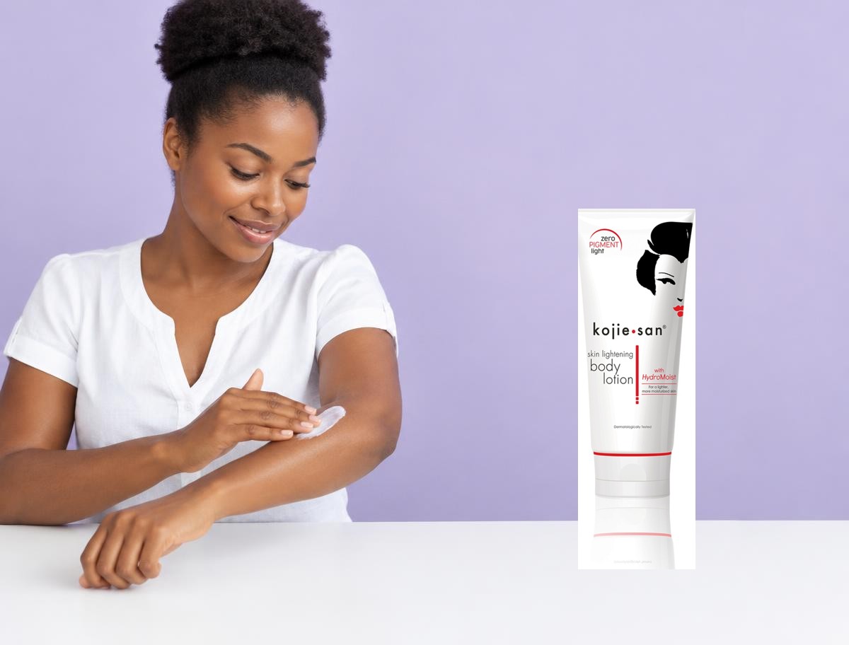 Mise en scène publicitaire de Kojie San — Body Lotion en tube